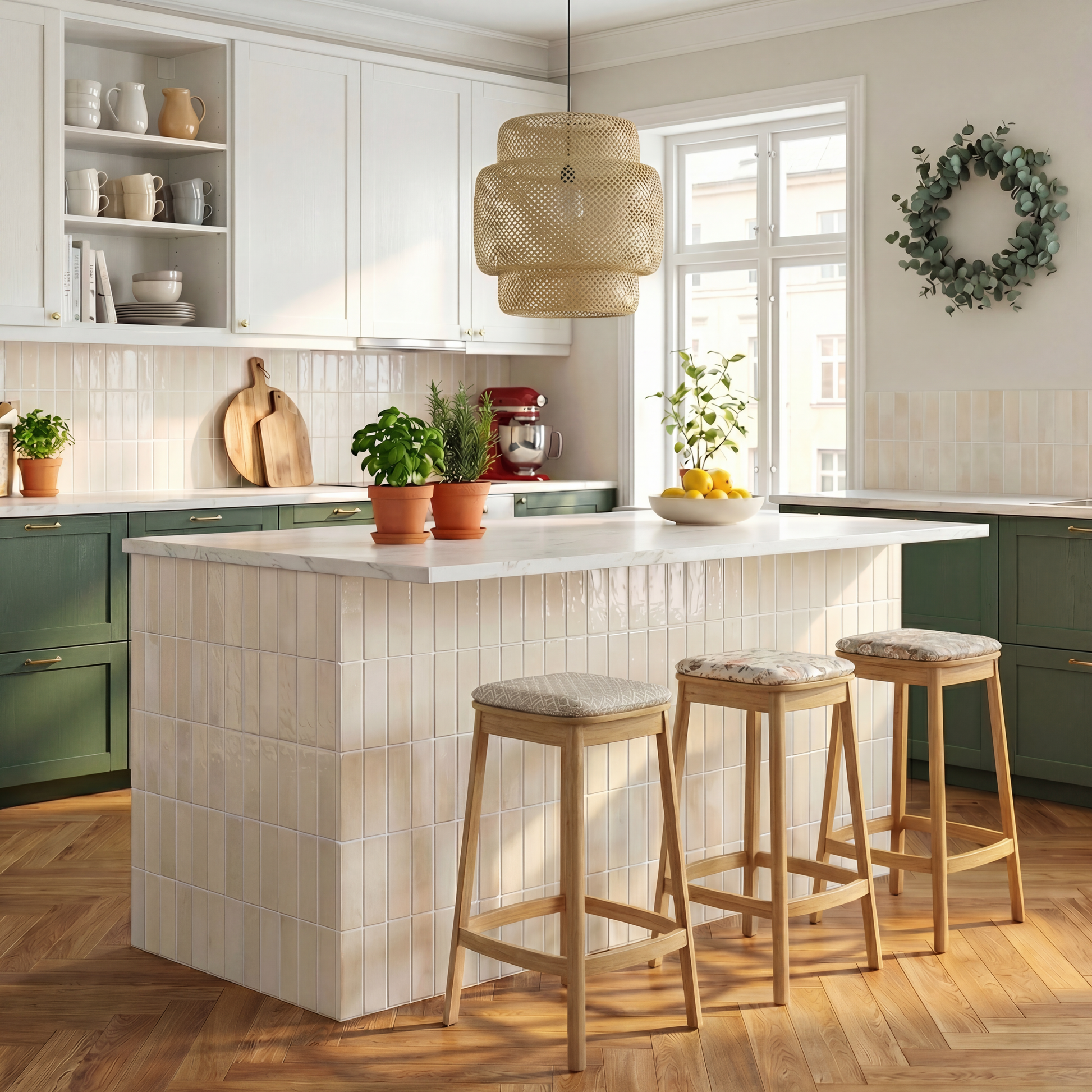 Fjord Reflection Sandvik grå 3D vinyl kakel kök backsplash – nordisk inredning