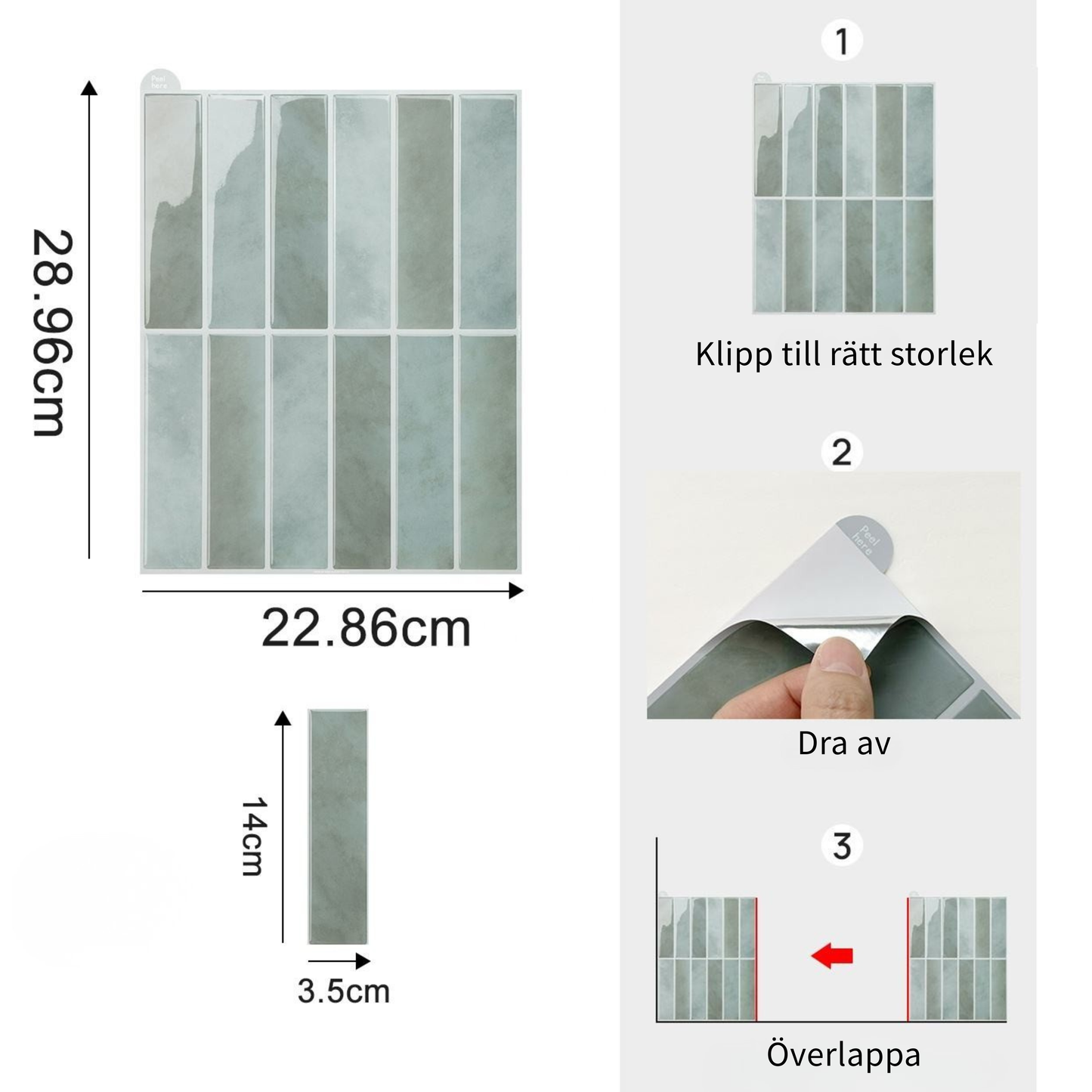 Fjord Reflection storleksguide – kakelplatta 30,5×30,5 cm installationsyta guide
