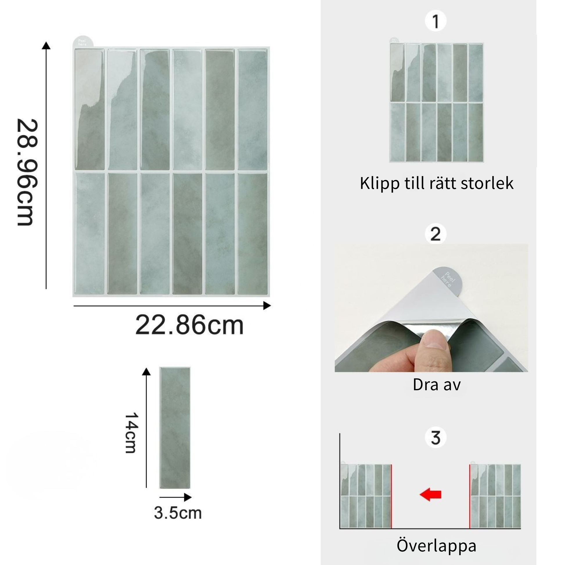 Fjord Reflection storleksguide – kakelplatta 30,5×30,5 cm installationsyta guide