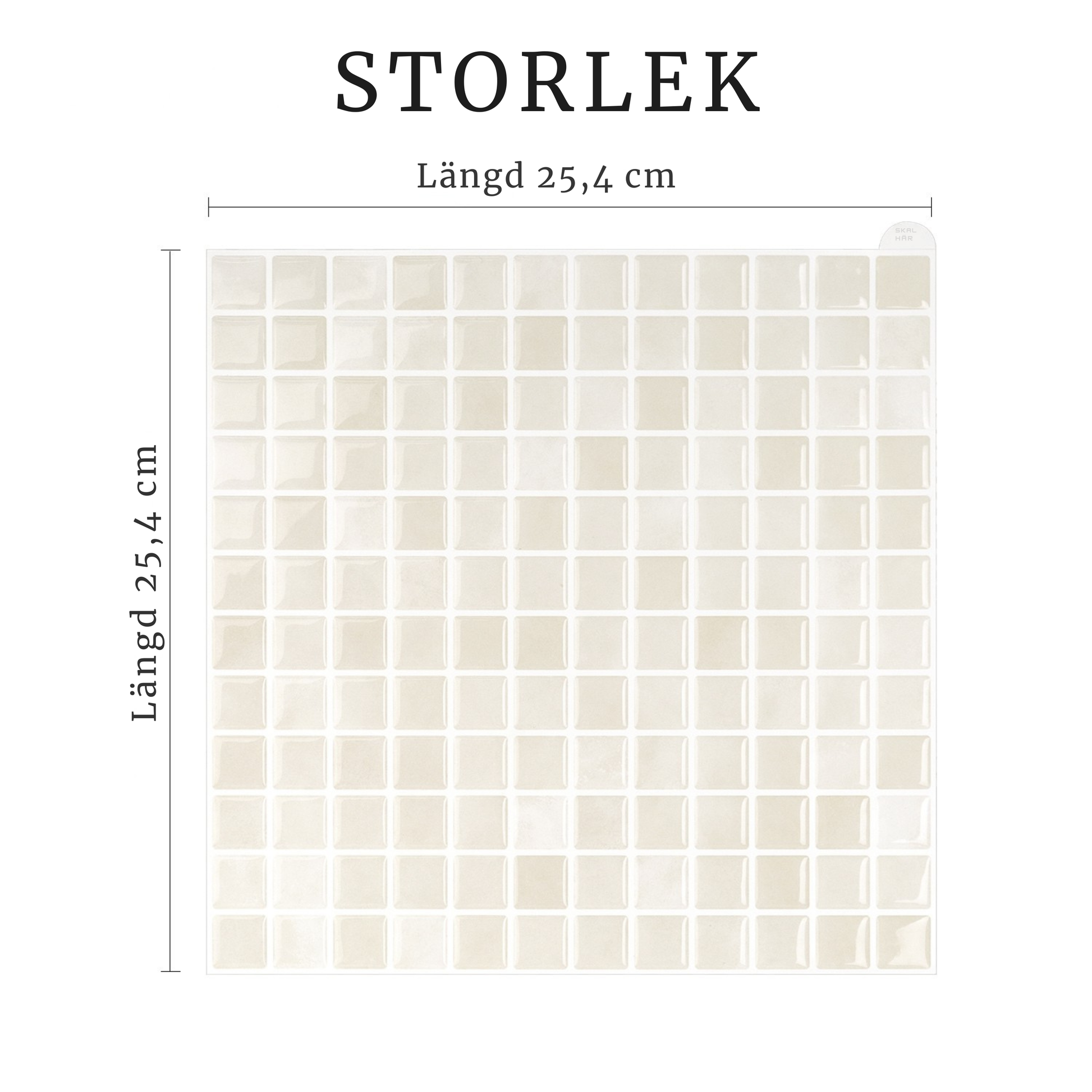 Storleksguide Nordic Mosaik – mosaikkakelplatta mått och installationsyta