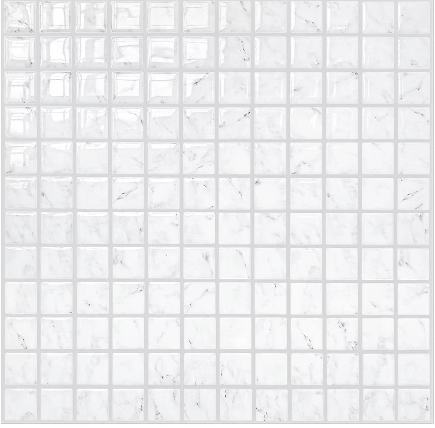 Nordic Mosaik T80245 Glaciärvit – vit 3D vinyl mosaik kakelplatta 30×30 cm 5 ark
