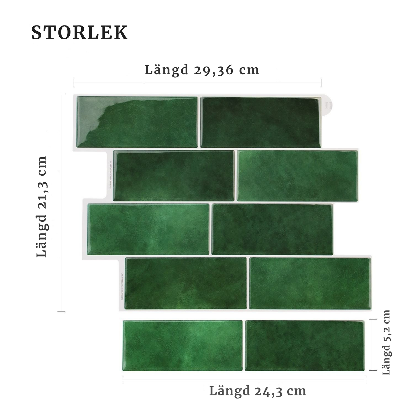 Storleksguide Nordic Subway – kakelplatta 29,4×21,2 cm – antal plattor per förpackning