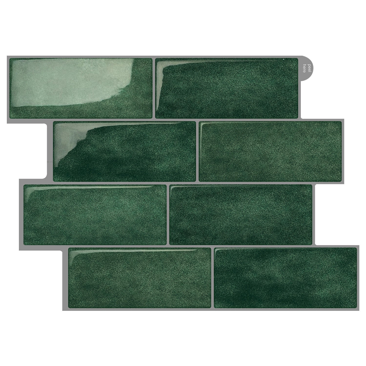 Nordic Subway T80751 Skogsgrön – grön självhäftande 3D vinyl tunnelbanekakel 29,4×21,2 cm