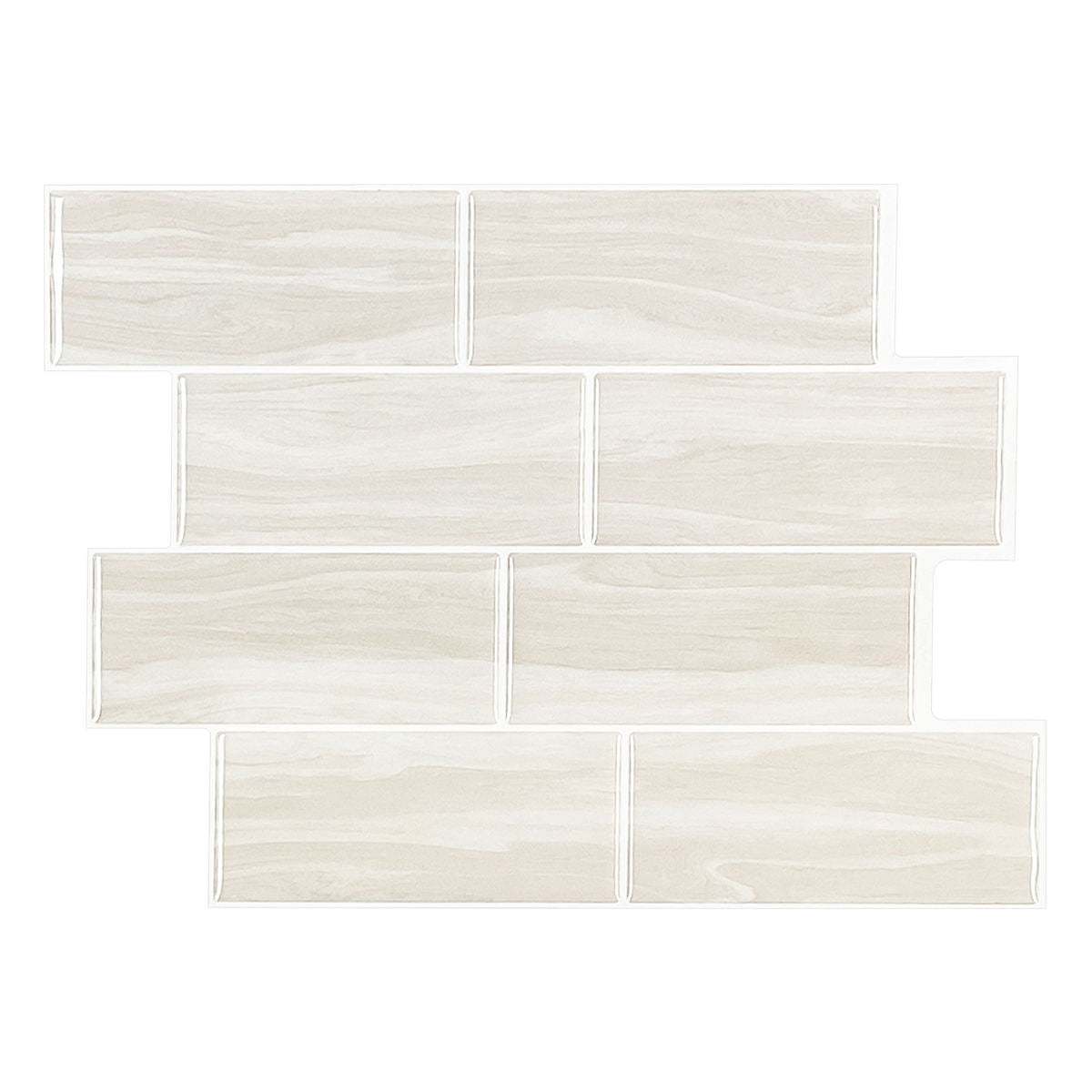 Nordic Subway T80760 Drivved – beige 3D vinyl tunnelbanekakel 29,4×21,2 cm – 5 ark