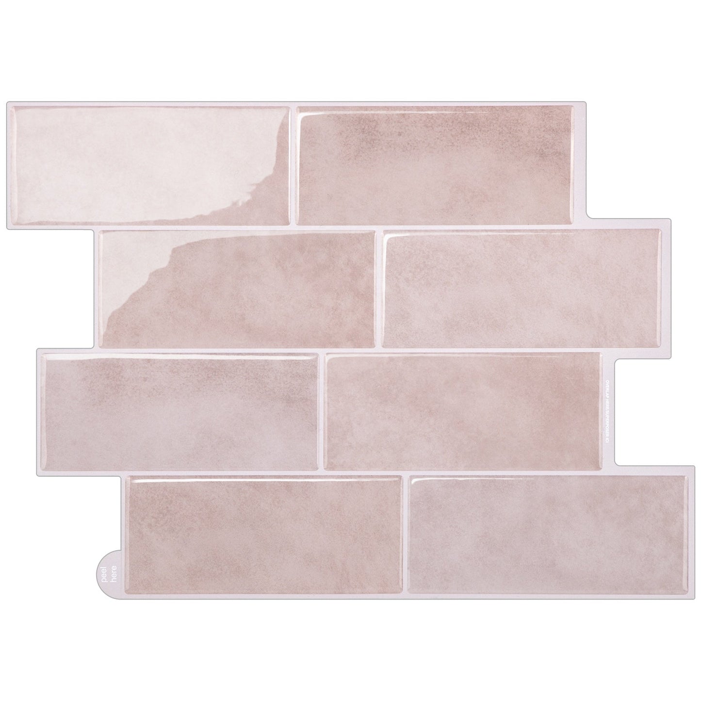 Nordic Subway T80768 Rosenskimmer – rosa 3D vinyl tunnelbanekakel 29,4×21,2 cm